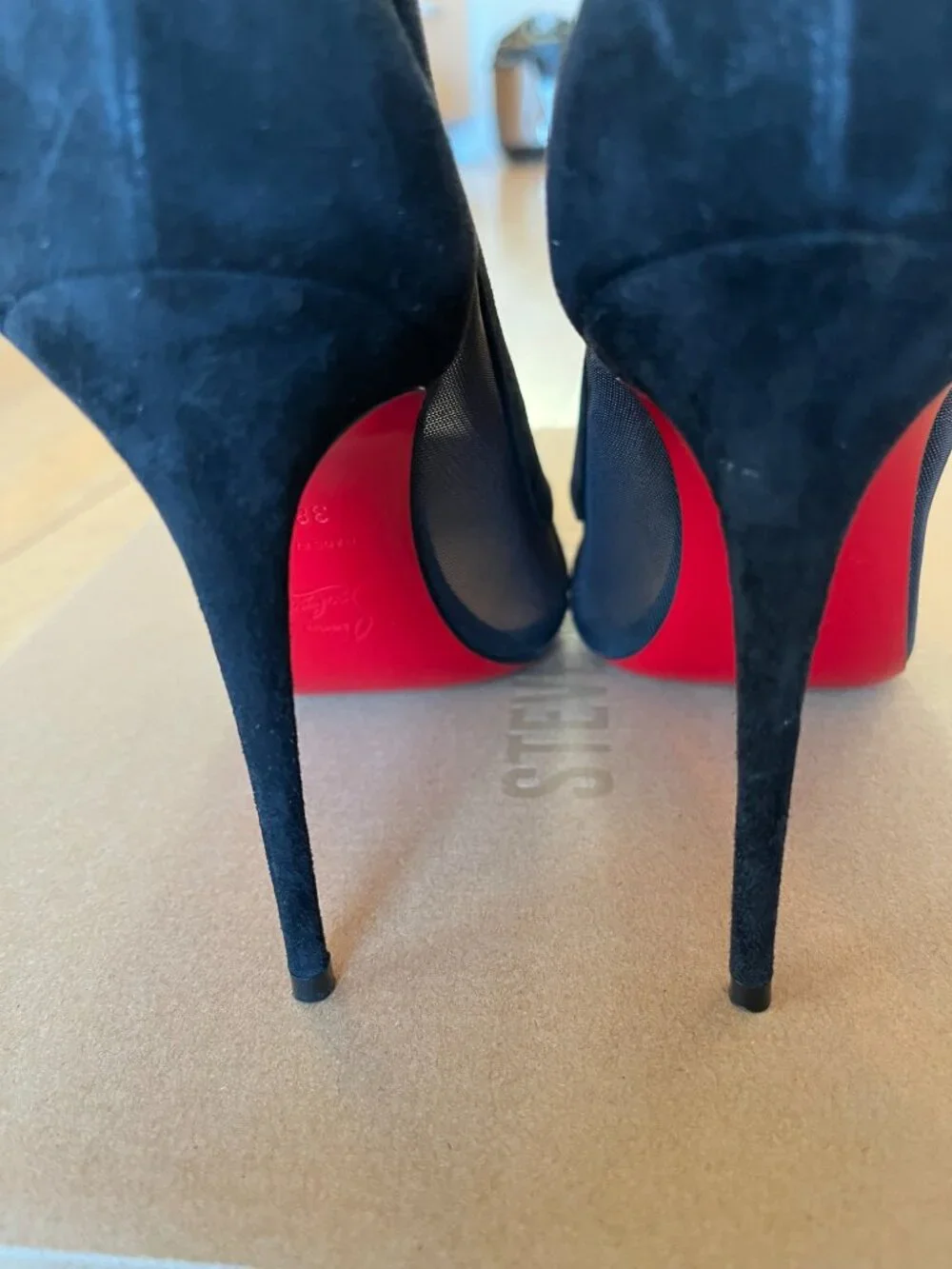Christian Louboutin Galaviti 100 Suede and Mesh Pumps, 38.5